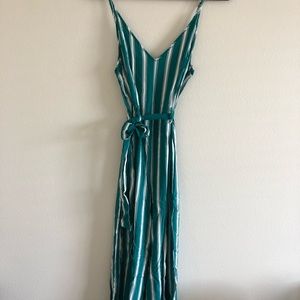 Full length forever21 green jumpsuit